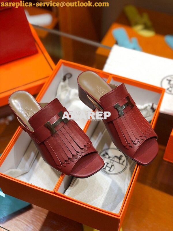 Replica Hermes Alma Sandal 2.2'' Heel H201094 Wine 6