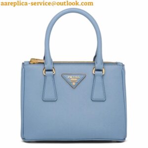 Replica Prada Mini Galleria Bag In Light Blue Saffiano Leather