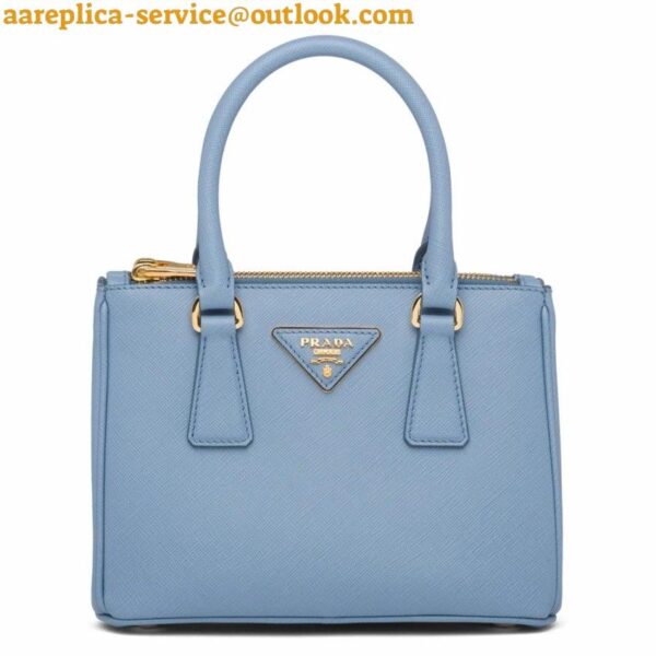 Replica Prada Mini Galleria Bag In Light Blue Saffiano Leather 3