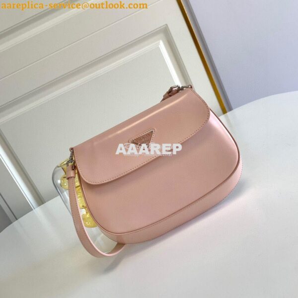 Replica Prada Cleo Brushed Leather Shoulder Bag With Flap 1BD311 Pink 4