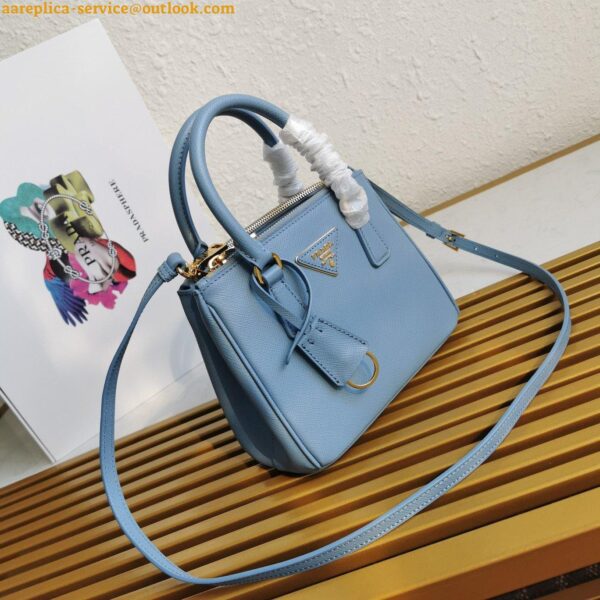 Replica Prada Mini Galleria Bag In Light Blue Saffiano Leather 6