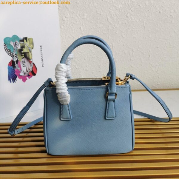 Replica Prada Mini Galleria Bag In Light Blue Saffiano Leather 7