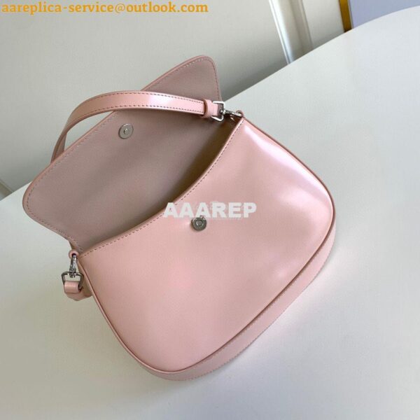 Replica Prada Cleo Brushed Leather Shoulder Bag With Flap 1BD311 Pink 9