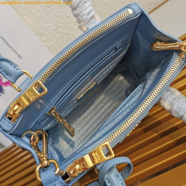 Replica Prada Mini Galleria Bag In Light Blue Saffiano Leather 9