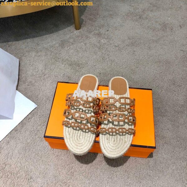 Replica Hermes Ancone Espadrille Sandals H201147 Brown 3