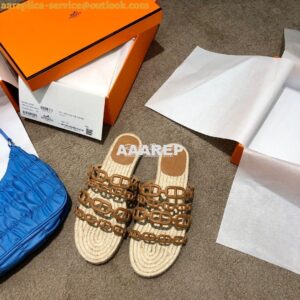 Replica Hermes Ancone Espadrille Sandals H201147 Brown 2