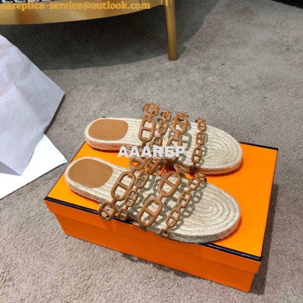 Replica Hermes Ancone Espadrille Sandals H201147 Brown 5