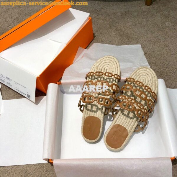 Replica Hermes Ancone Espadrille Sandals H201147 Brown 6