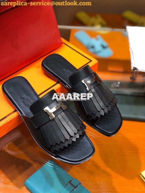 Replica Hermes Auteuil Sandal H201089 Black 5