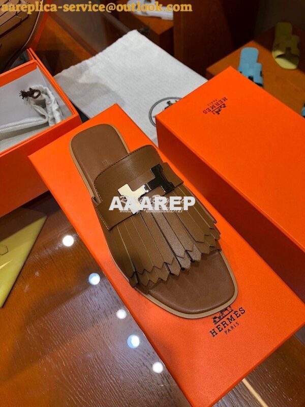 Replica Hermes Auteuil Sandal H201089 Brown 7