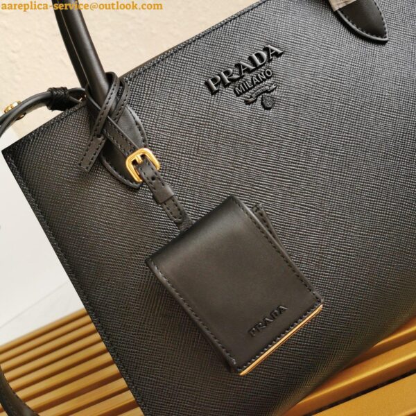 Replica Prada Monochrome Medium Bag In Black Saffiano Leather 6