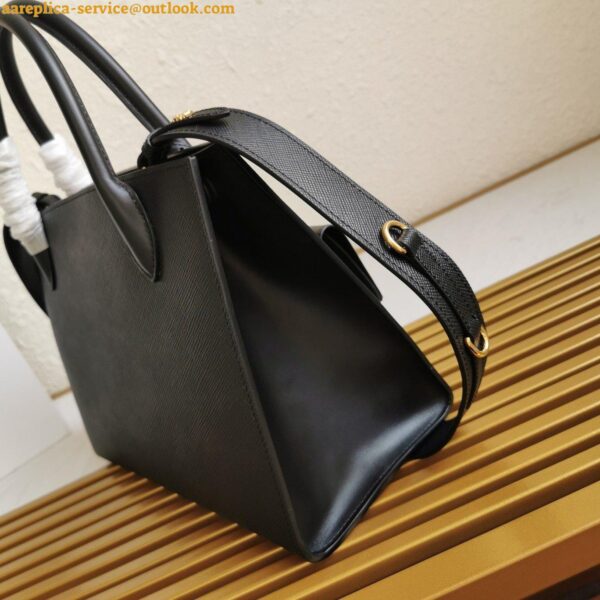 Replica Prada Monochrome Medium Bag In Black Saffiano Leather 8