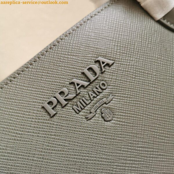 Replica Prada Monochrome Medium Bag In Grey Saffiano Leather 4