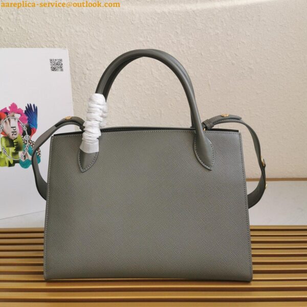 Replica Prada Monochrome Medium Bag In Grey Saffiano Leather 12