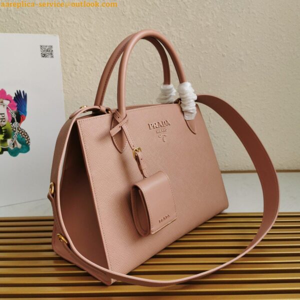 Replica Prada Monochrome Medium Bag In Nude Saffiano Leather 3