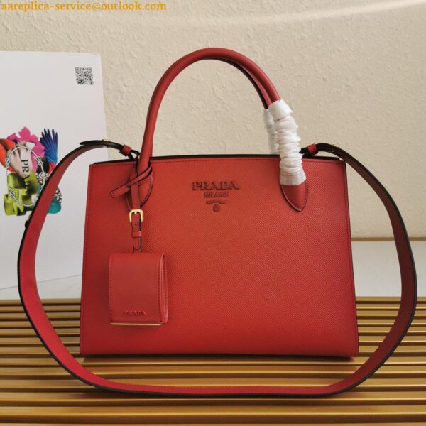 Replica Prada Monochrome Medium Bag In Red Saffiano Leather 3