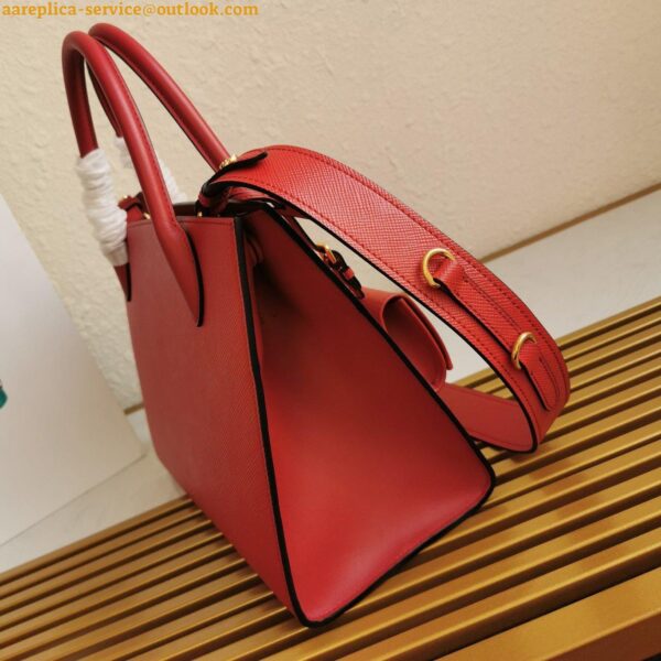 Replica Prada Monochrome Medium Bag In Red Saffiano Leather 7