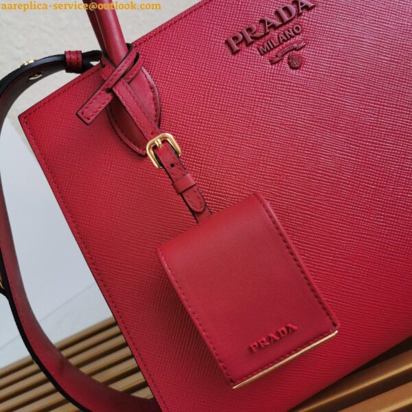 Replica Prada Monochrome Medium Bag In Red Saffiano Leather 8