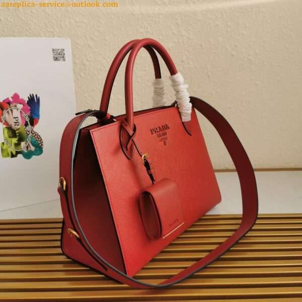 Replica Prada Monochrome Medium Bag In Red Saffiano Leather 12