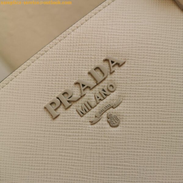 Replica Prada Monochrome Medium Bag In White Saffiano Leather 7