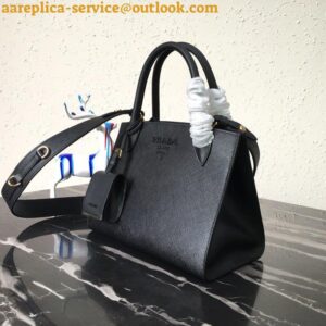 Replica Prada Monochrome Small Bag In Black Saffiano Leather 2