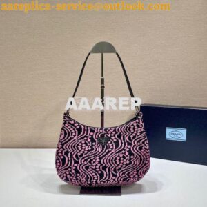 Replica Prada Cleo Jacquard Knit And Leather Bag 1BC499 Black Pink 2