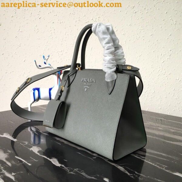 Replica Prada Monochrome Small Bag In Grey Saffiano Leather 5