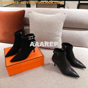 Replica Hermes Blanche Ankle Boot in Goatskin with Hapi rhinestones Bu