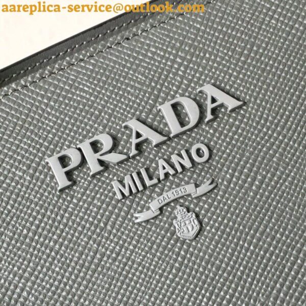 Replica Prada Monochrome Small Bag In Grey Saffiano Leather 4