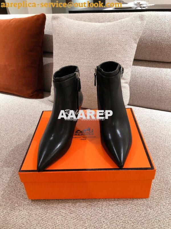 Replica Hermes Blanche Ankle Boot in Goatskin with Hapi rhinestones Bu 5