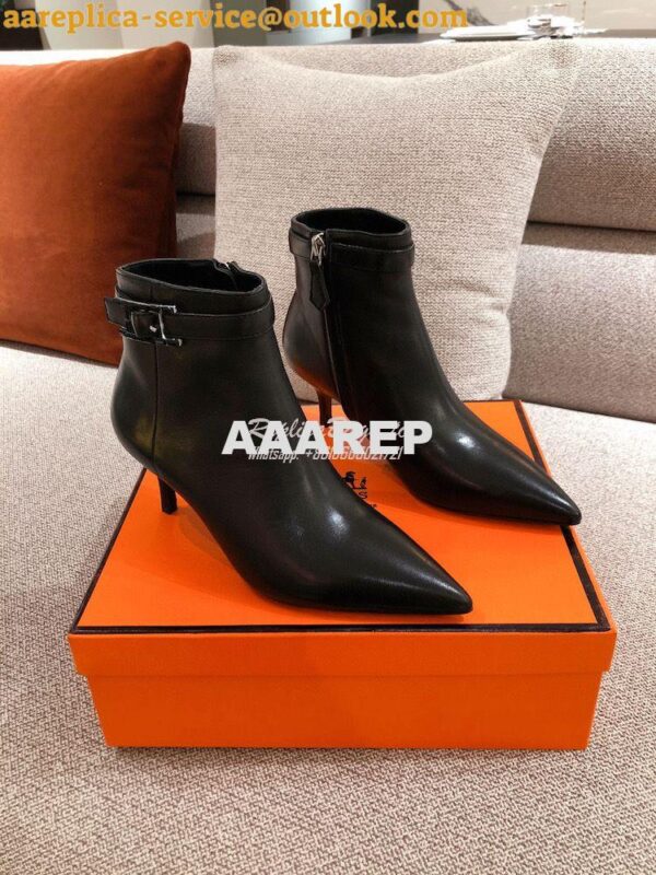 Replica Hermes Blanche Ankle Boot in Goatskin with Hapi rhinestones Bu 6