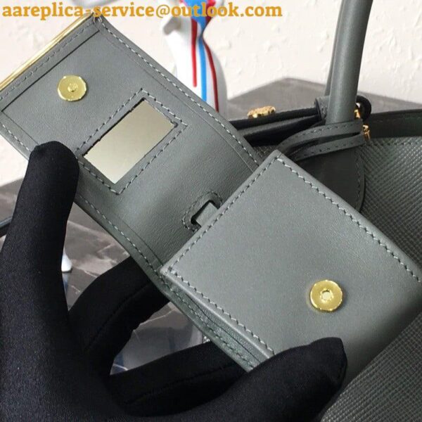 Replica Prada Monochrome Small Bag In Grey Saffiano Leather 7