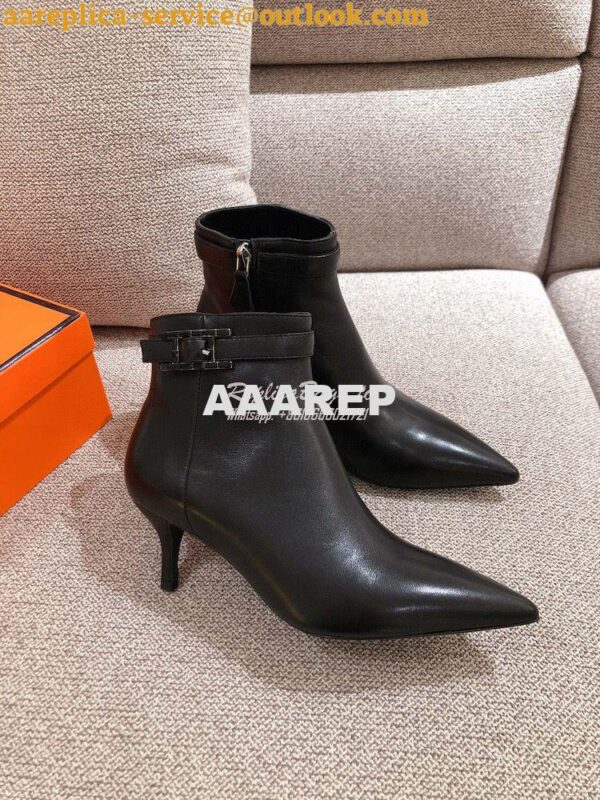 Replica Hermes Blanche Ankle Boot in Goatskin with Hapi rhinestones Bu 8