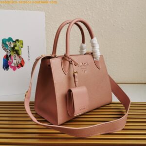 Replica Prada Monochrome Small Bag In Pink Saffiano Leather 2