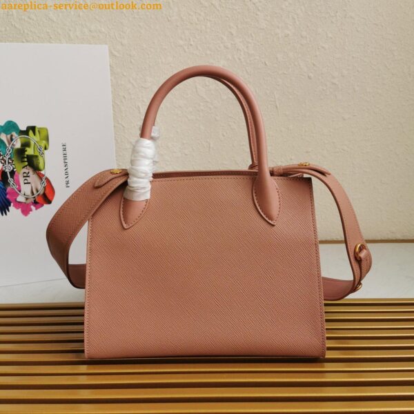 Replica Prada Monochrome Small Bag In Pink Saffiano Leather 5