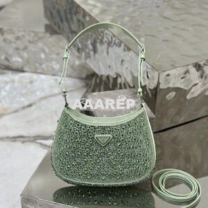 Replica Prada Cleo Satin Bag With Appliqués 1BC169 Aqua