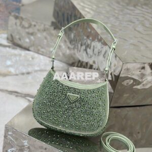 Replica Prada Cleo Satin Bag With Appliqués 1BC169 Aqua 2