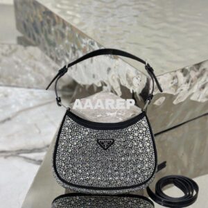 Replica Prada Cleo Satin Bag With Appliqués 1BC169 Black