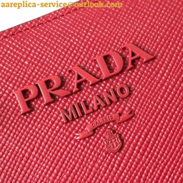 Replica Prada Monochrome Small Bag In Red Saffiano Leather 7