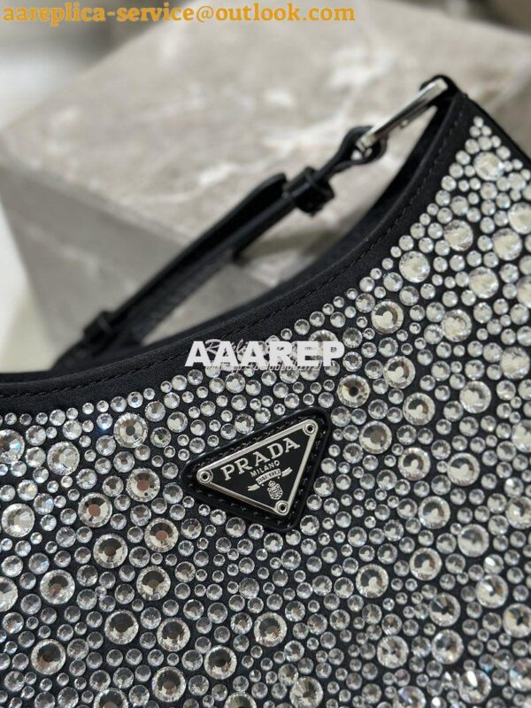 Replica Prada Cleo Satin Bag With Appliqués 1BC169 Black 4