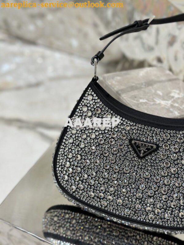 Replica Prada Cleo Satin Bag With Appliqués 1BC169 Black 5