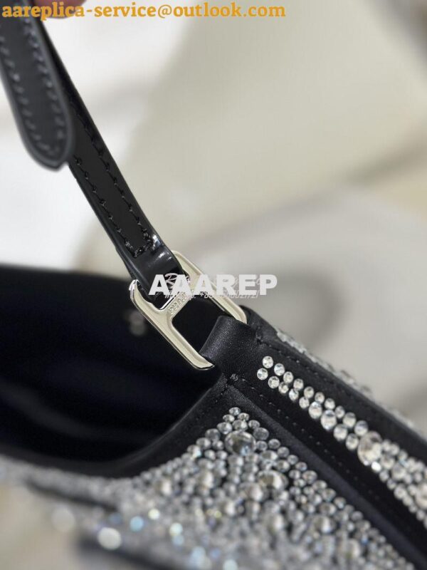 Replica Prada Cleo Satin Bag With Appliqués 1BC169 Black 6