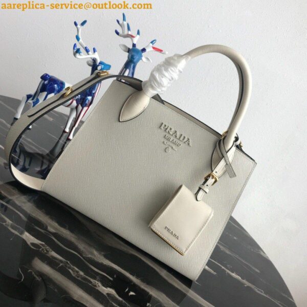 Replica Prada Monochrome Small Bag In White Saffiano Leather 3