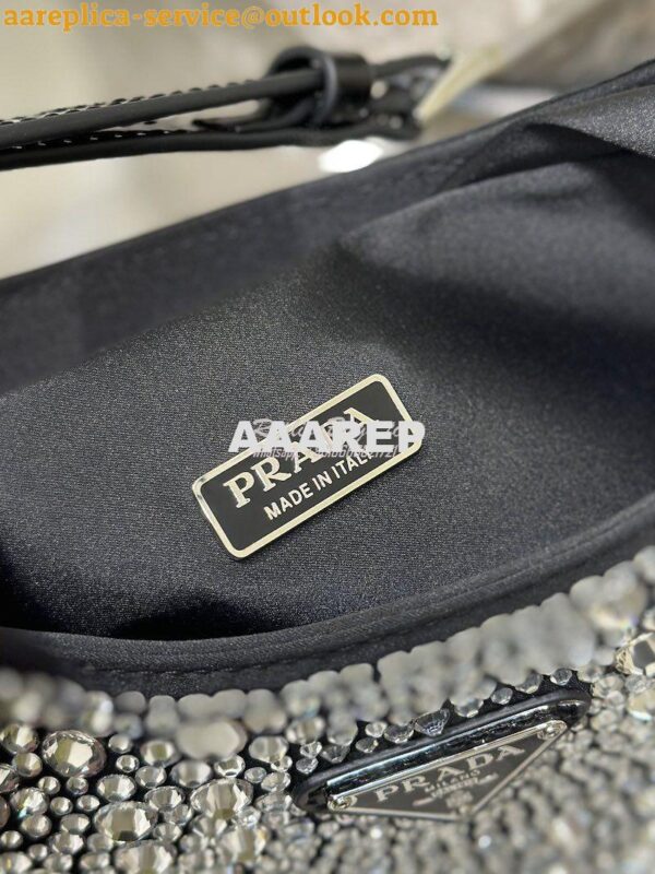 Replica Prada Cleo Satin Bag With Appliqués 1BC169 Black 8