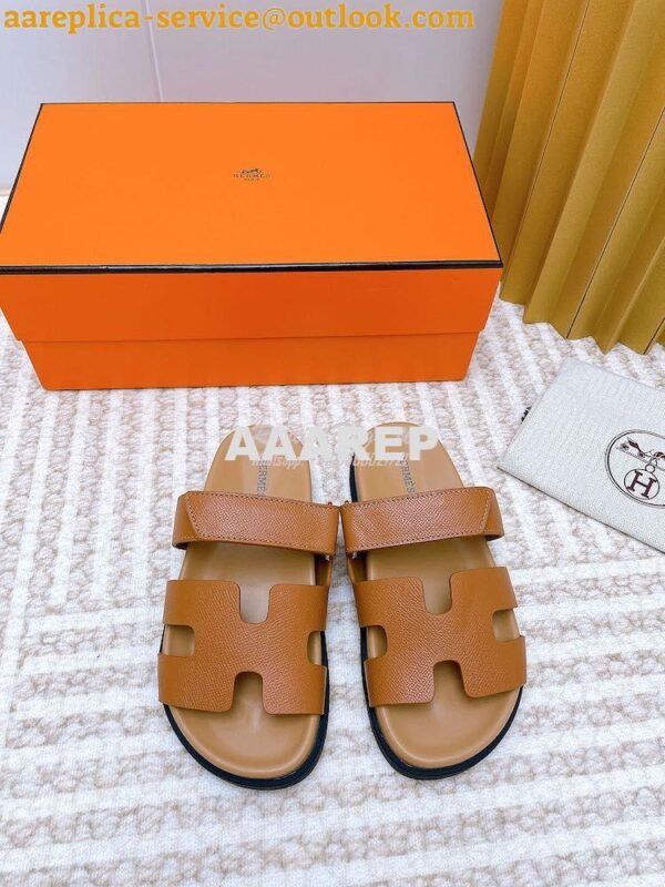 Replica Hermes Chypre Sandal in Epsom Leather H222297Z 4