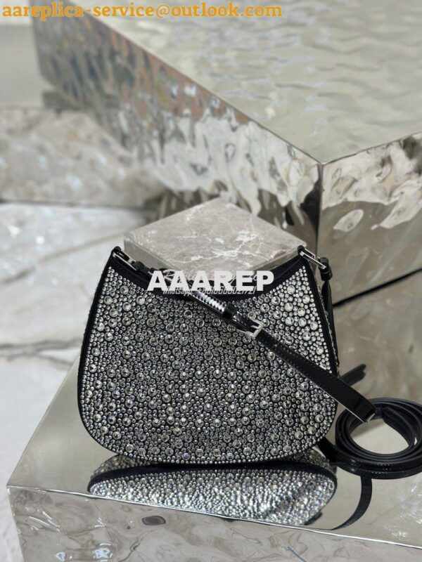 Replica Prada Cleo Satin Bag With Appliqués 1BC169 Black 10