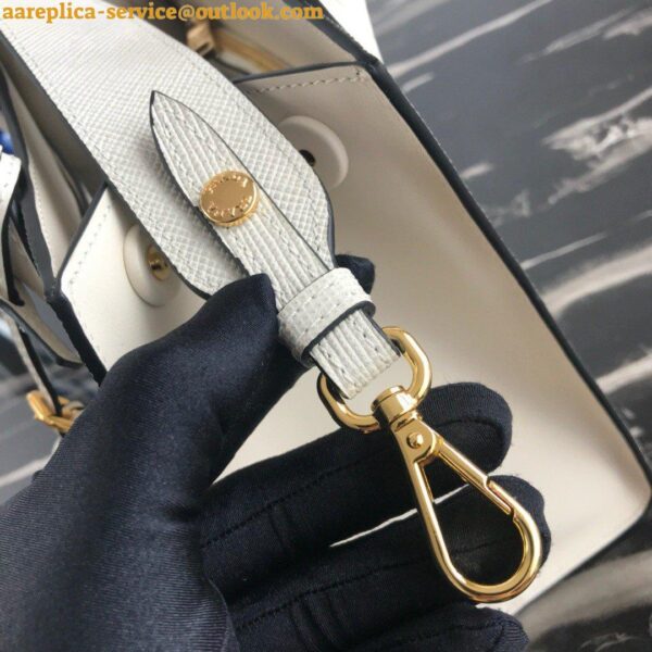 Replica Prada Monochrome Small Bag In White Saffiano Leather 8