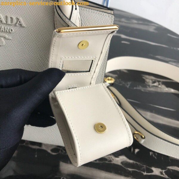 Replica Prada Monochrome Small Bag In White Saffiano Leather 11