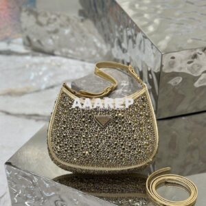 Replica Prada Cleo Satin Bag With Appliqués 1BC169 Platinum