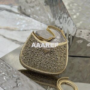 Replica Prada Cleo Satin Bag With Appliqués 1BC169 Platinum 2